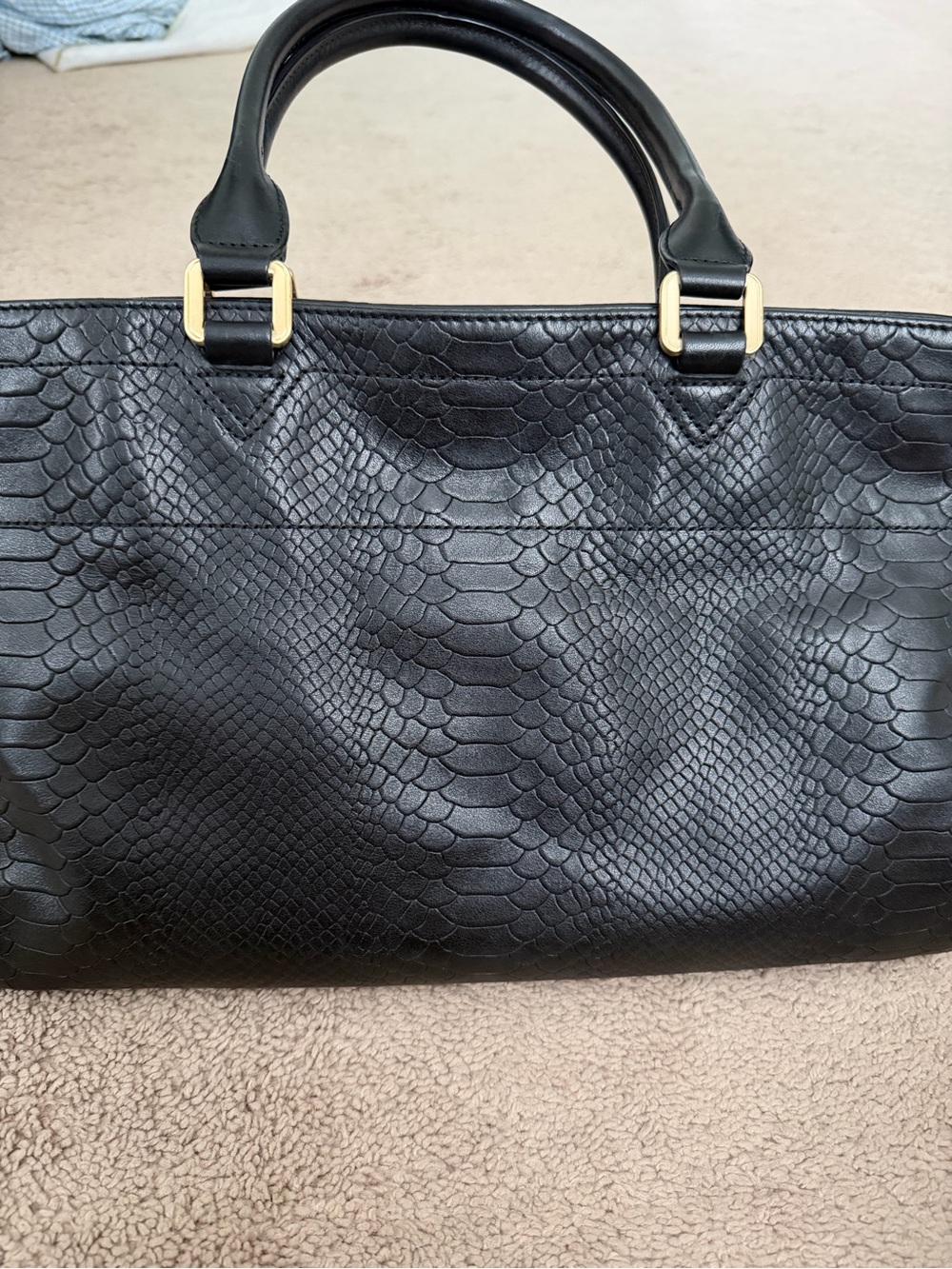 Longchamp Gatsby Python-Embossed Leather Handbag - Picture 4 of 9